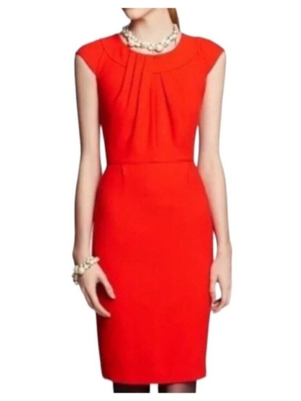 Kate Spade Raya Dress Red Midi Wool Cap Sleeve 8